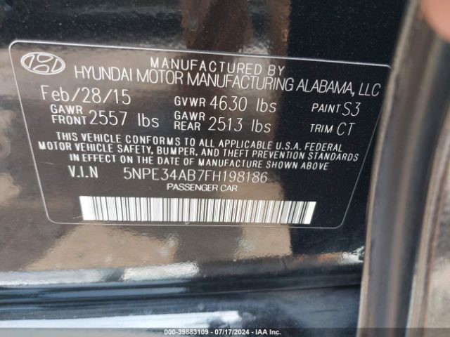 5NPE34AB7FH198186 Hyundai Sonata Sport 2.0t