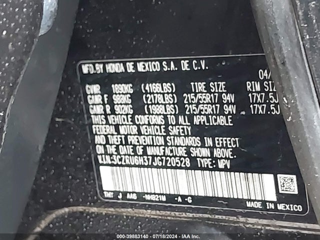 Honda HR-V LX 2018 3CZRU6H37JG720528 Image 9