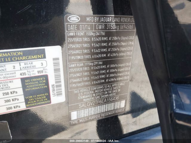 SALGV2TF6EA156436 Land Rover Range Rover 5.0l V8 Supercharged Autobiography