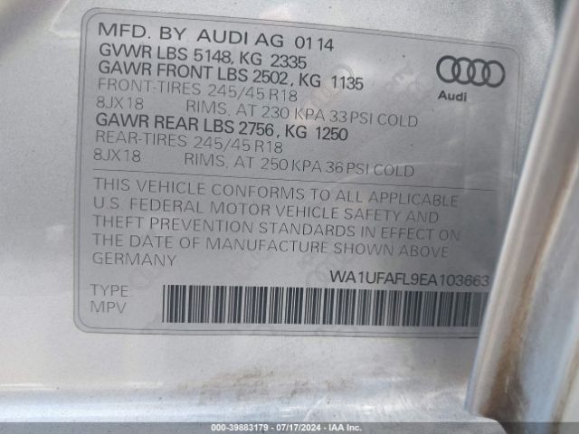 WA1UFAFL9EA103663 Audi Allroad 2.0t Premium