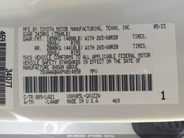 Toyota Sequoia Platinum 2023 7SVAAABAXPX014850 Image 9