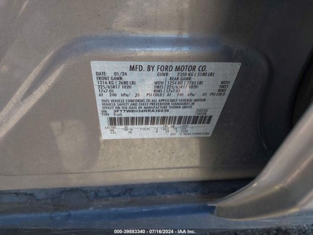 3FTTW8H34RRA36036 Ford Maverick Xlt