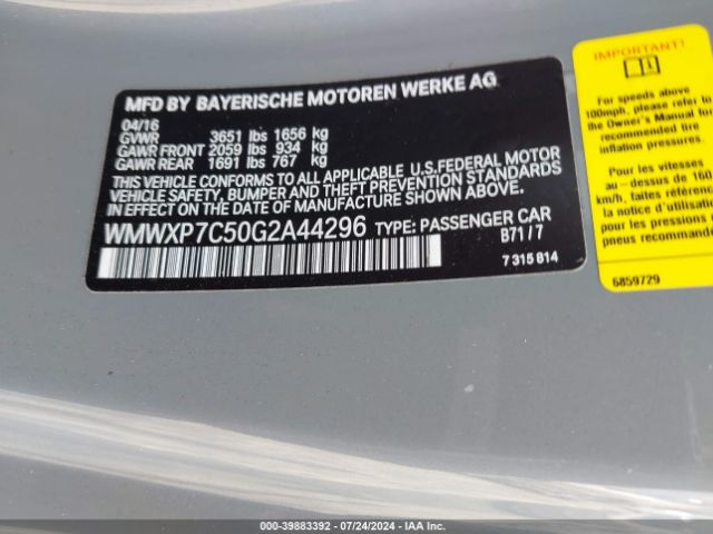 WMWXP7C50G2A44296 Mini Hardtop Cooper S