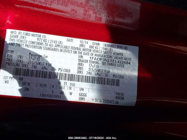 1FADP3N2XEL422684 Ford Focus Titanium