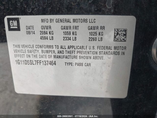 1G11D5SL7FF137464 Chevrolet MALIBU 2LT