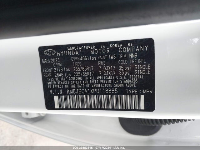 KM8JBCA1XPU118885 Hyundai Tucson Hybrid Blue