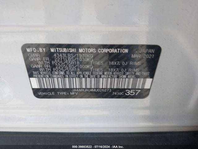 2021 MITSUBISHI OUTLANDER SPORT JA4ARUAU4MU026273 Photo 8