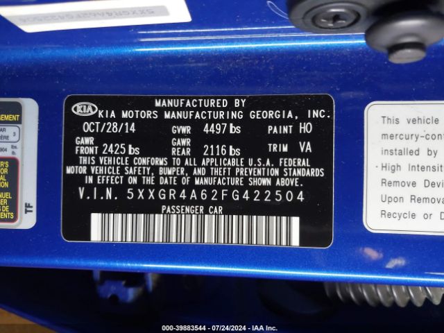 5XXGR4A62FG422504 KIA Optima Sx Turbo