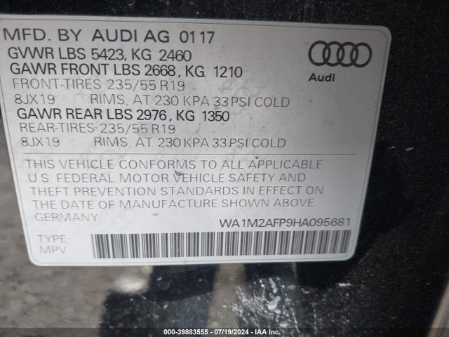 Audi Q5 2.0t Premium 2017 WA1M2AFP9HA095681 Image 9