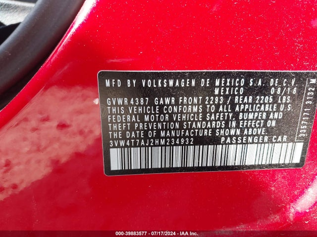 3VW4T7AJ2HM234932 Volkswagen JETTA GLI