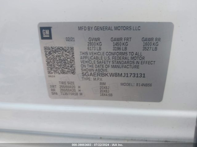 5GAERBKW8MJ173131 Buick Enclave Fwd Essence