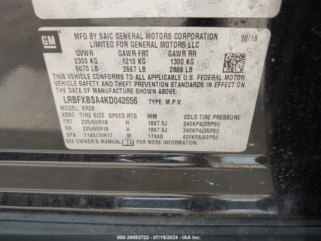 LRBFXBSA4KD042656 Buick Envision Fwd Preferred
