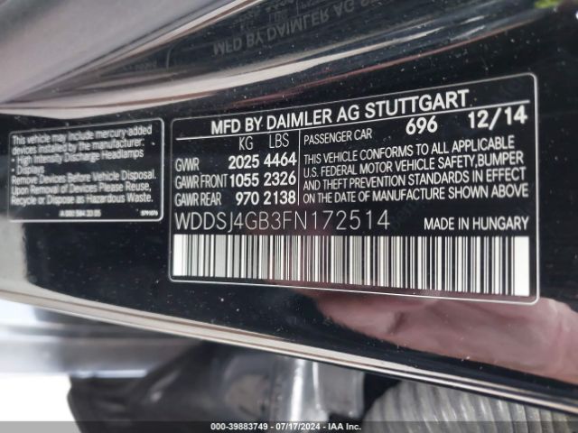 WDDSJ4GB3FN172514 Mercedes-Benz CLA 250 4MATIC