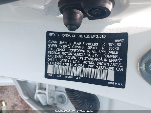 Honda Civic Ex-l 2018 SHHFK7H74JU400353 Image 9
