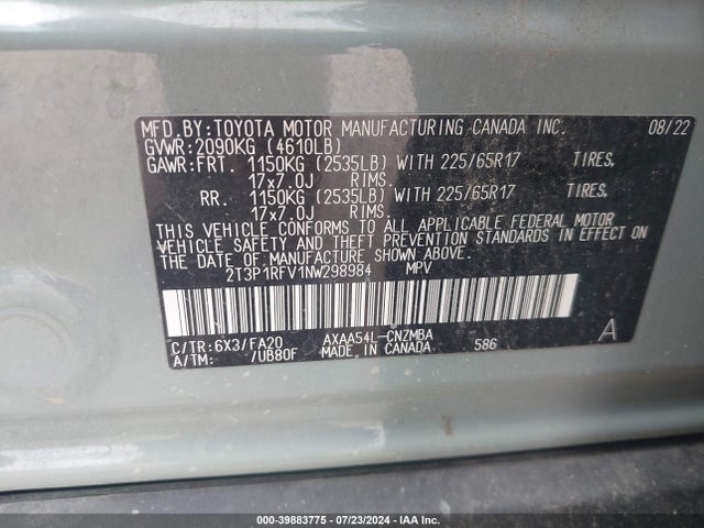 Toyota Rav4 Xle 2022 2T3P1RFV1NW298984 Image 9
