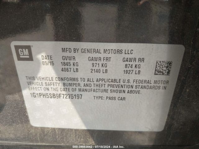 1G1PH5SB9F7275197 Chevrolet Cruze Eco Auto