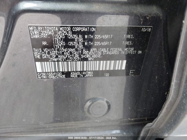 Toyota Rav4 Xle 2018 JTMWFREV1JJ210071 Image 9