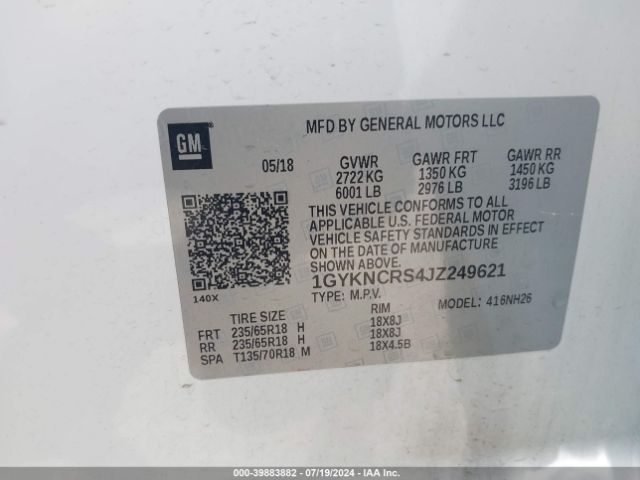 1GYKNCRS4JZ249621 Cadillac XT5 LUXURY
