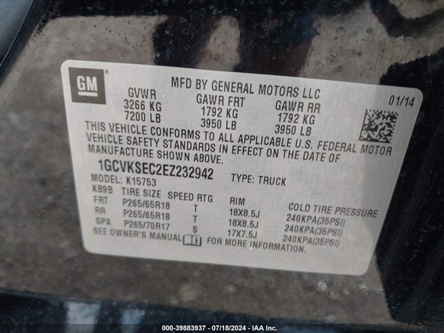 Chevrolet Silverado 1500 2lz 2014 1GCVKSEC2EZ232942 Image 9