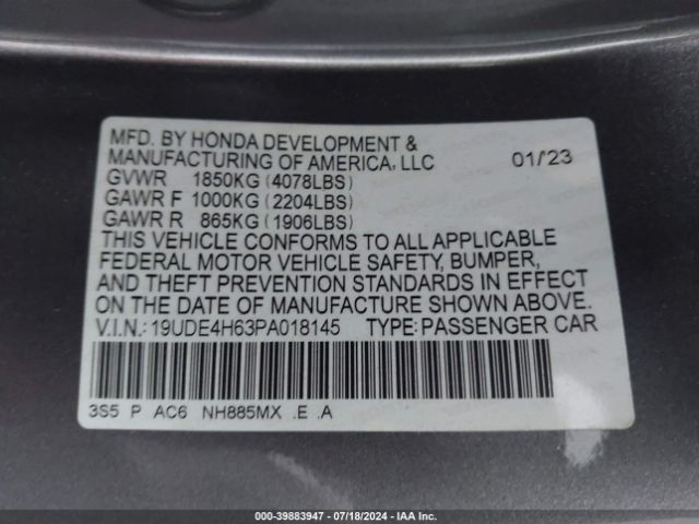 19UDE4H63PA018145 Acura Integra A-spec W/ Technology