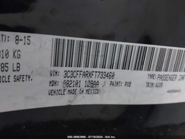 3C3CFFARXFT733460 Fiat 500 POP