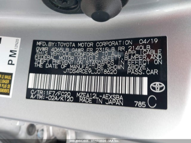 Toyota COROLLA SE 2020 JTDS4RCE9LJ018620 Image 9