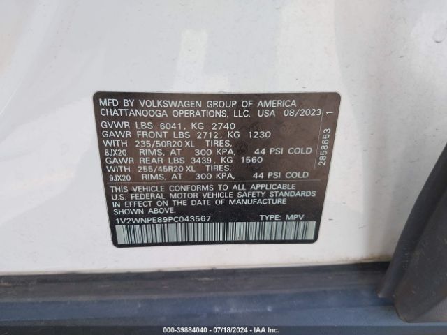 1V2WNPE89PC043567 Volkswagen Id.4 Awd Pro S