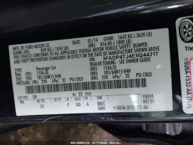 3FADP4TJ4EM244317 Ford FIESTA S