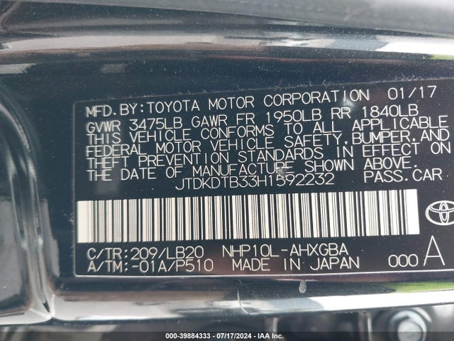 Toyota Prius C Four 2017 JTDKDTB33H1592232 Image 9