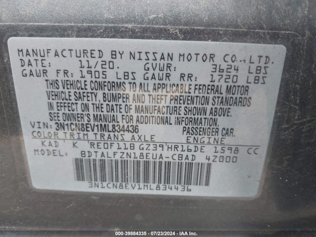 Nissan Versa Sv Xtronic Cvt 2021 3N1CN8EV1ML834436 Image 9