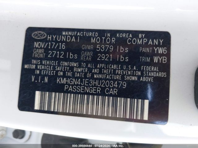 KMHGN4JE3HU203479 Genesis G80 3.8