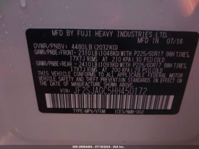 JF2SJAGC5HH450172 Subaru Forester 2.5i Premium