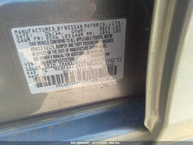 Nissan SENTRA S 2016 3N1AB7APXGY297686 Image 9