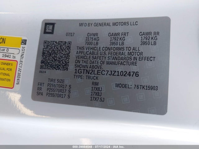 GMC SIERRA 1500 2018 1GTN2LEC7JZ102476 Image 9