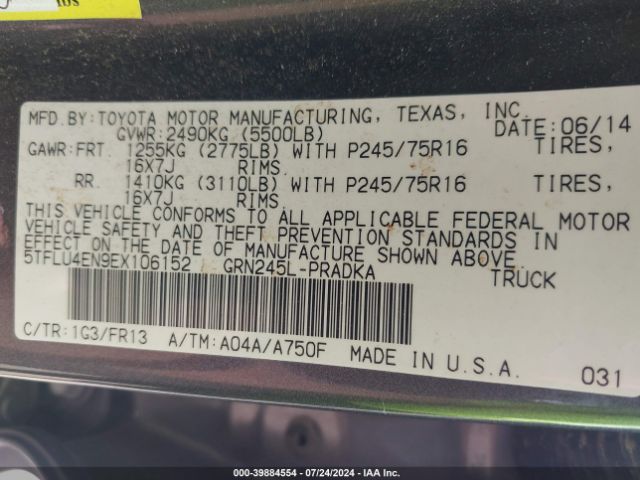 5TFLU4EN9EX106152 Toyota Tacoma Base V6