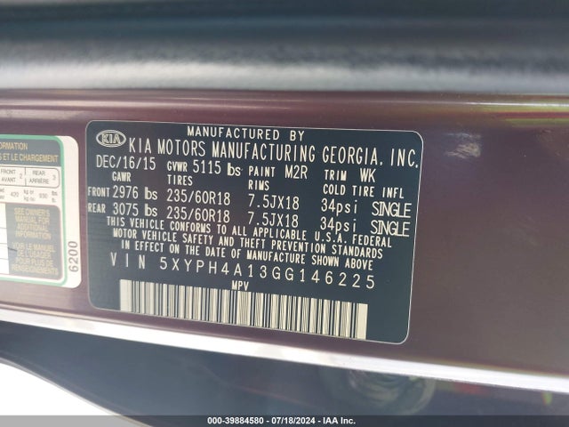 KIA Sorento 2.0t Ex 2016 5XYPH4A13GG146225 Image 9