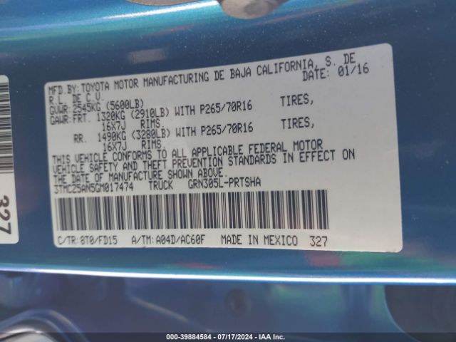 3TMCZ5AN5GM017474 Toyota Tacoma Trd Off Road