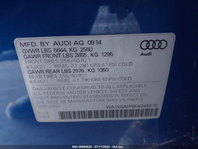 WA1VGAFP8FA049276 Audi Sq5 3.0t Premium Plus