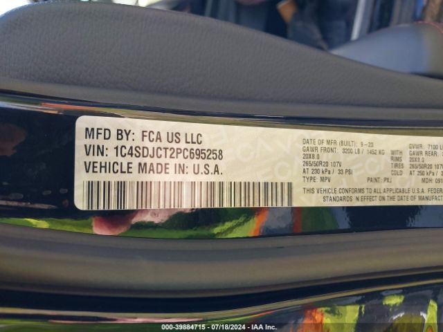 1C4SDJCT2PC695258 Dodge Durango R/t Plus Awd