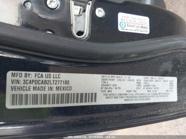 3C4PDCAB2LT277180 Dodge Journey Se Value