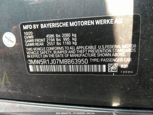 3MW5R1J07M8B63950 BMW 330I