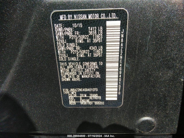 JN8AZ2NC4G9401070 Infiniti QX80