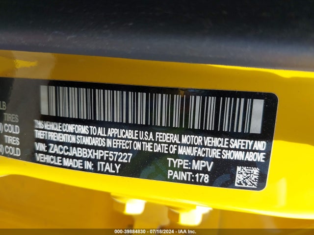 ZACCJABBXHPF57227 Jeep Renegade Altitude Fwd