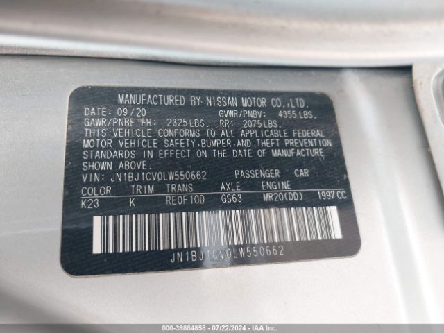 JN1BJ1CV0LW550662 Nissan Rogue Sport Sv Fwd Xtronic Cvt