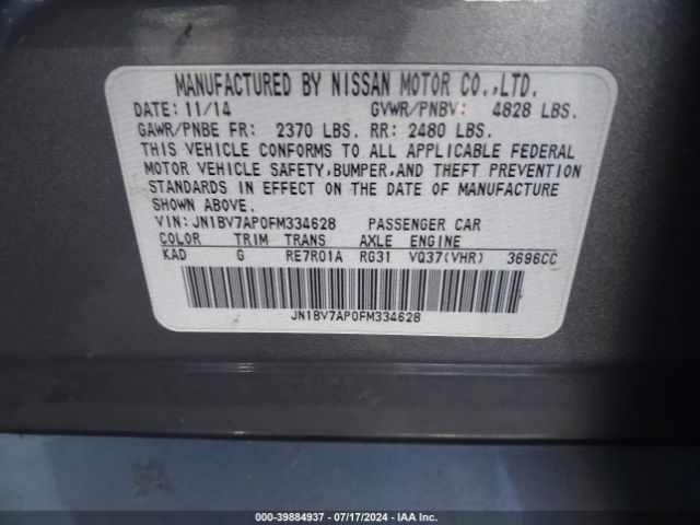 JN1BV7AP0FM334628 Infiniti Q50 Premium