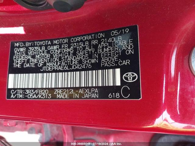 Toyota COROLLA LE 2020 JTDEPRAE6LJ042476 Image 9