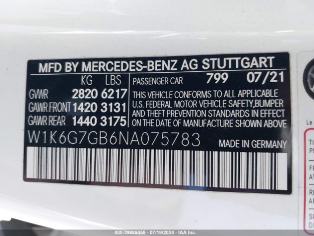 W1K6G7GB6NA075783 Mercedes-Benz S 580 4matic