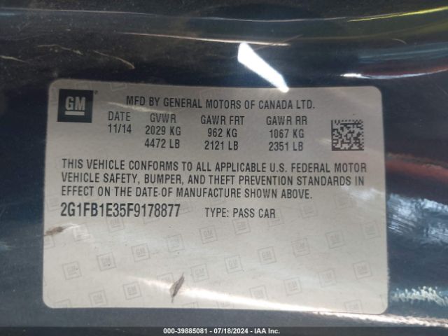 2G1FB1E35F9178877 Chevrolet Camaro 2ls