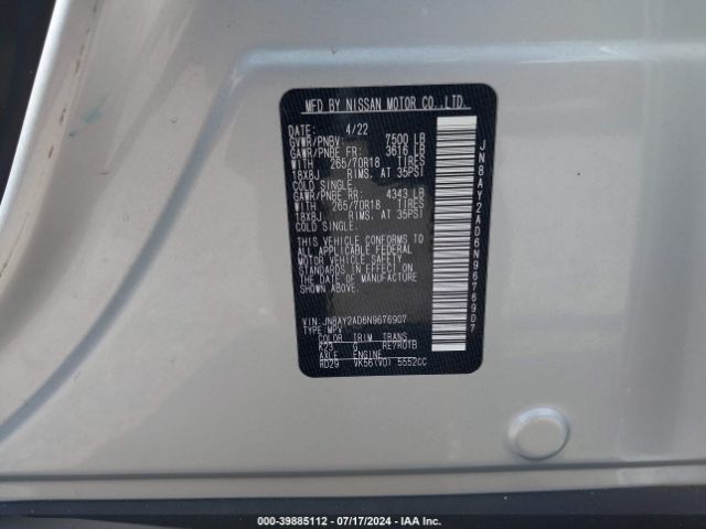 JN8AY2AD6N9676907 Nissan Armada Sv 4wd