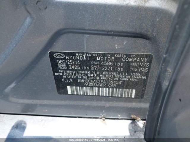 KMHEC4A42FA139454 Hyundai SONATA HYBRID